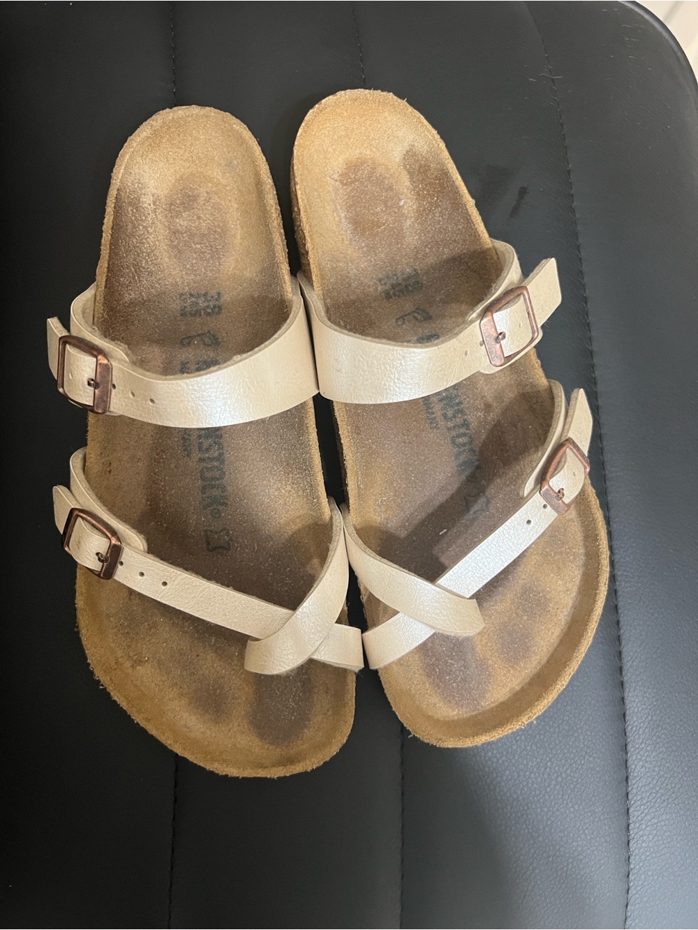 Birkenstock Women's Beige Double-Strap Buckle Sandals